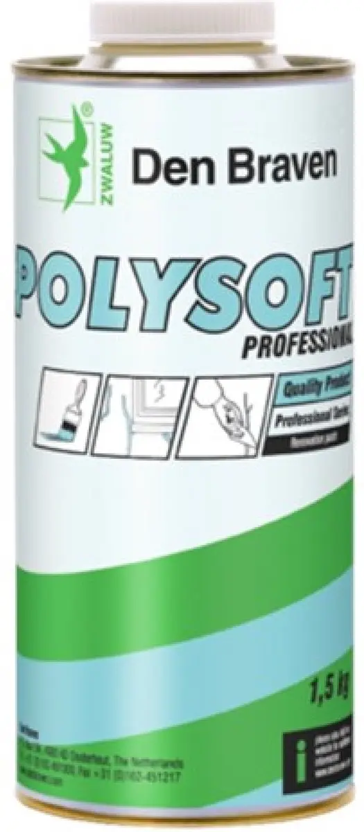 Den Braven Zwaluw Polysoft Professional Plamuur 1,5kg - Wit