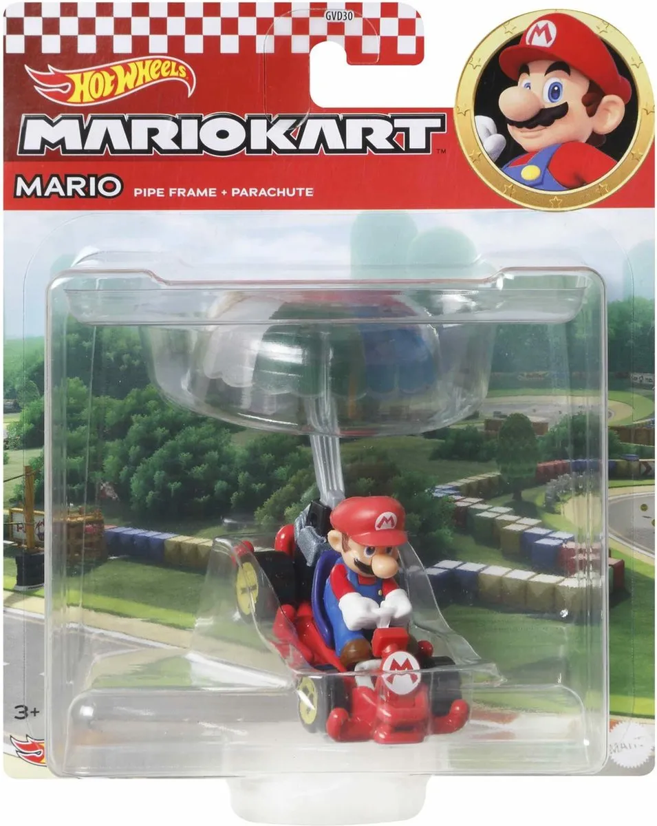 Hot Wheels Mariokart Mario Pipe Frame + Parachute 1:64 - HDB40