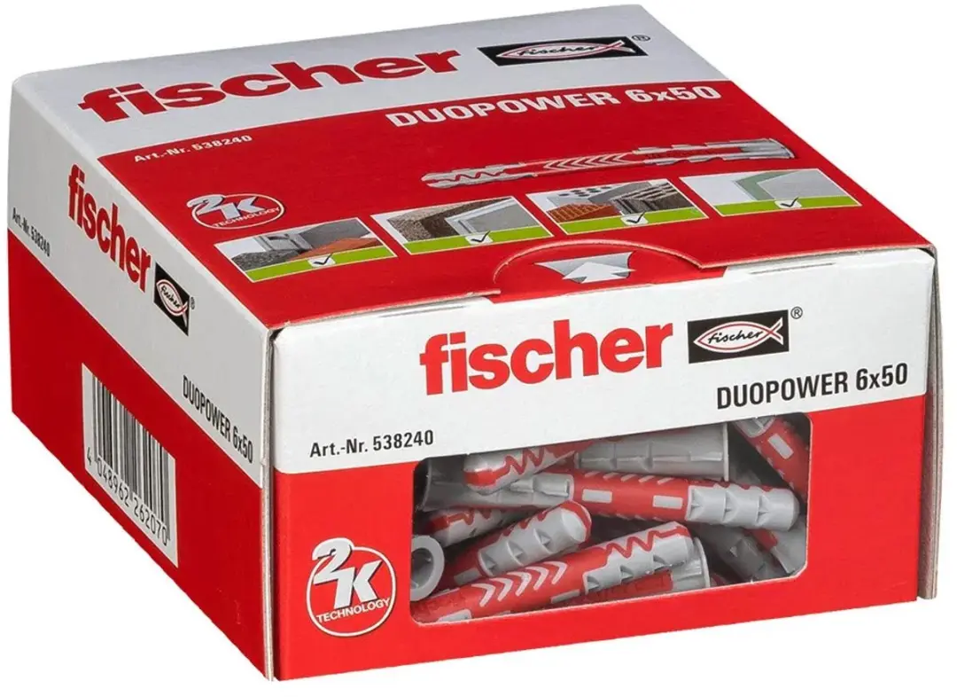 Fischer DuoPower 6x50mm Pluggen - 100 Stuks