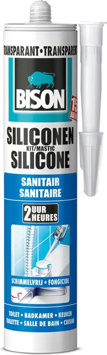 Bison Siliconenkit Transparant 300ml - Waterbestendig & Schimmelwerend