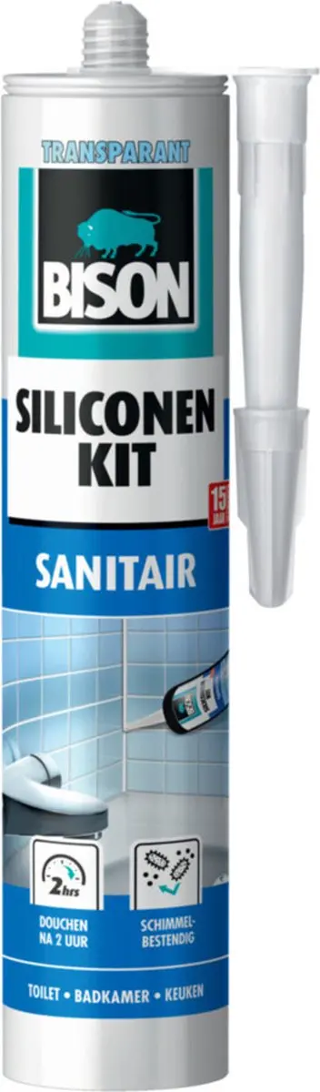 Bison Siliconenkit Transparant 300ml - Waterbestendig & Schimmelwerend