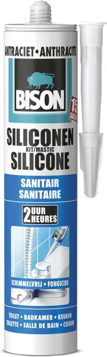 Bison Siliconenkit Antraciet 300ml - Waterbestendig & Schimmelwerend