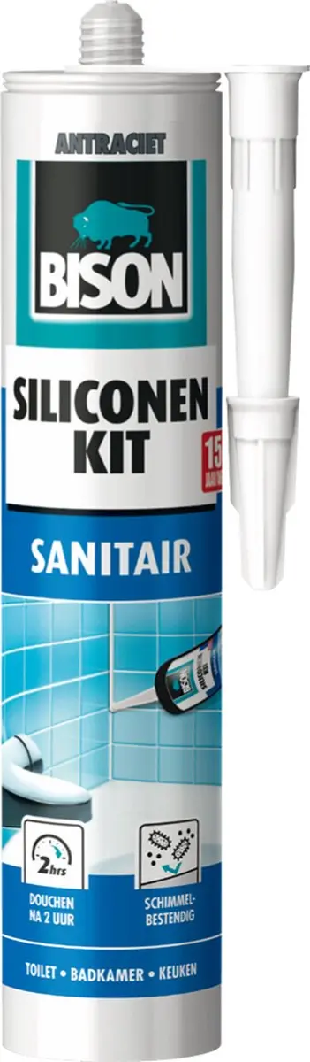 Bison Siliconenkit Antraciet 300ml - Waterbestendig & Schimmelwerend