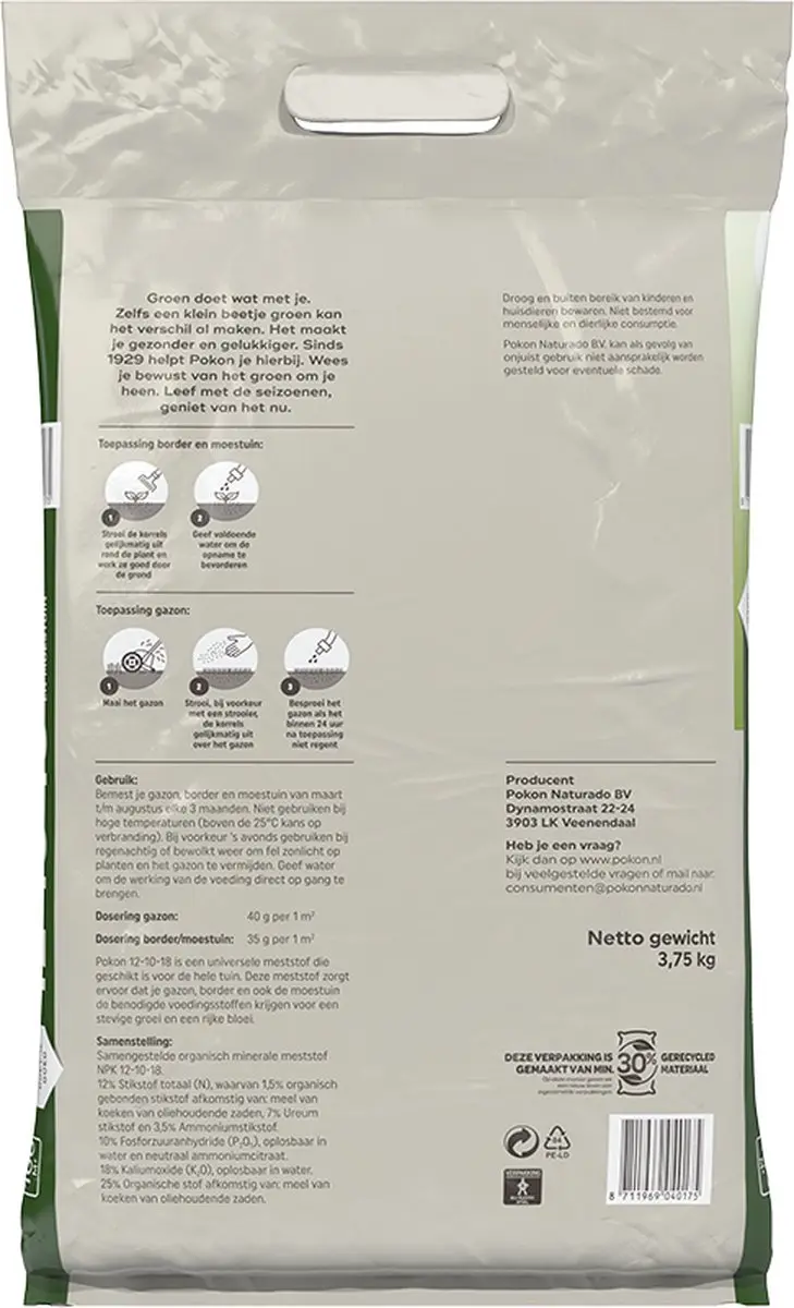 Pokon Organische Minerale Meststof 3,75kg - 12-10-18 - afbeelding 3 van 4