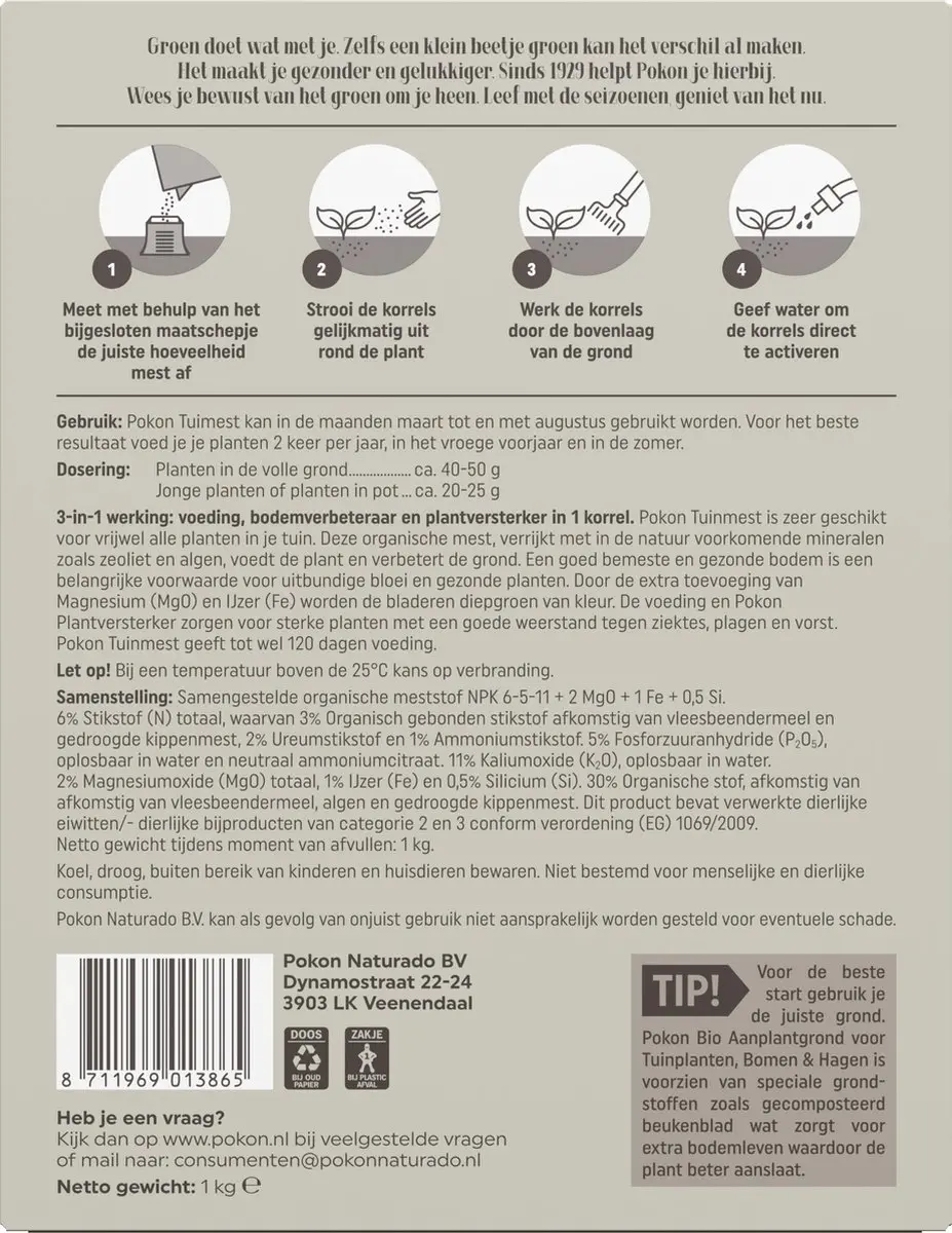 Pokon Tuinmest 3-in-1 1kg - afbeelding 3 van 5