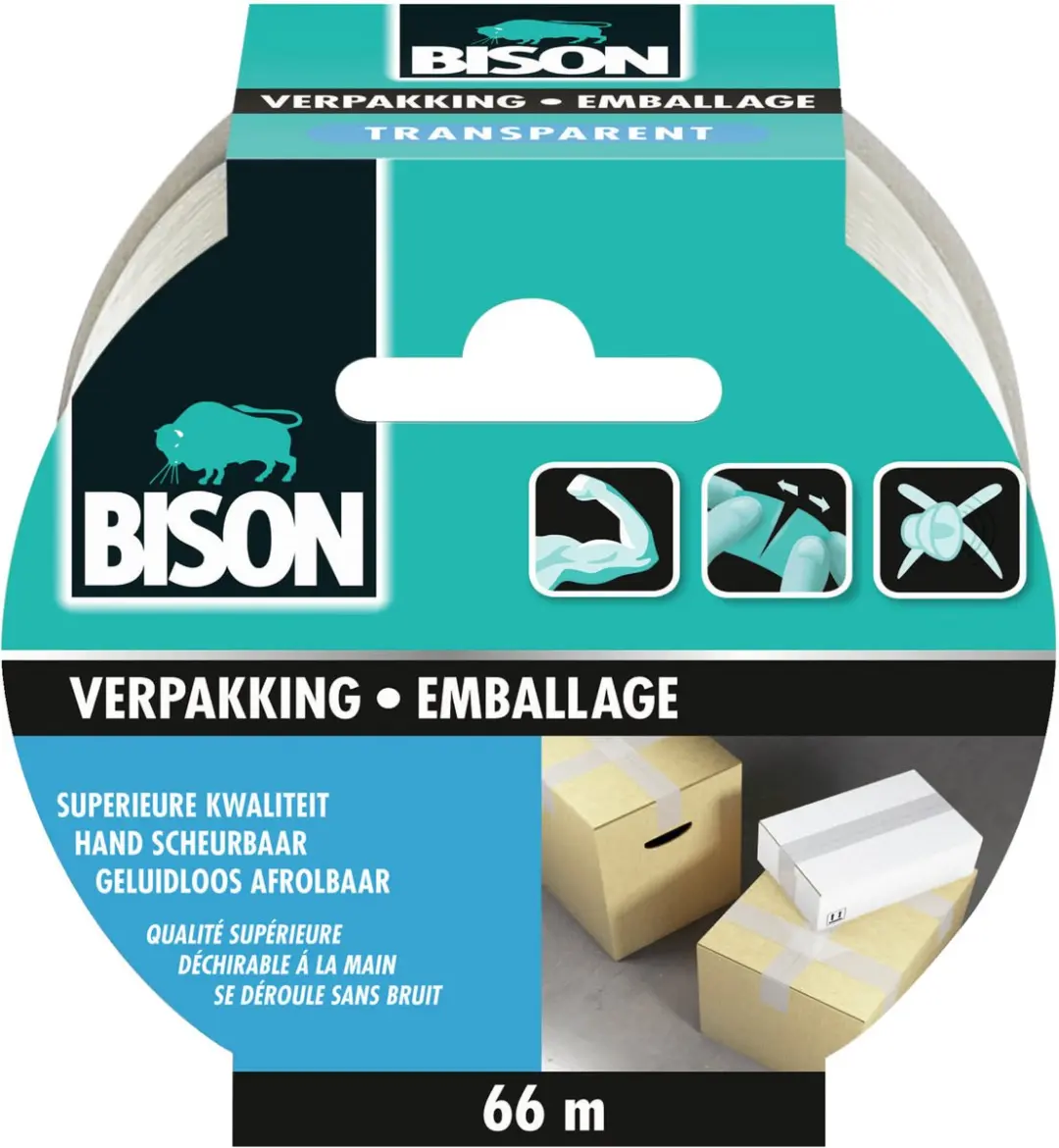 Bison Tape Verpakking Transparant 66m