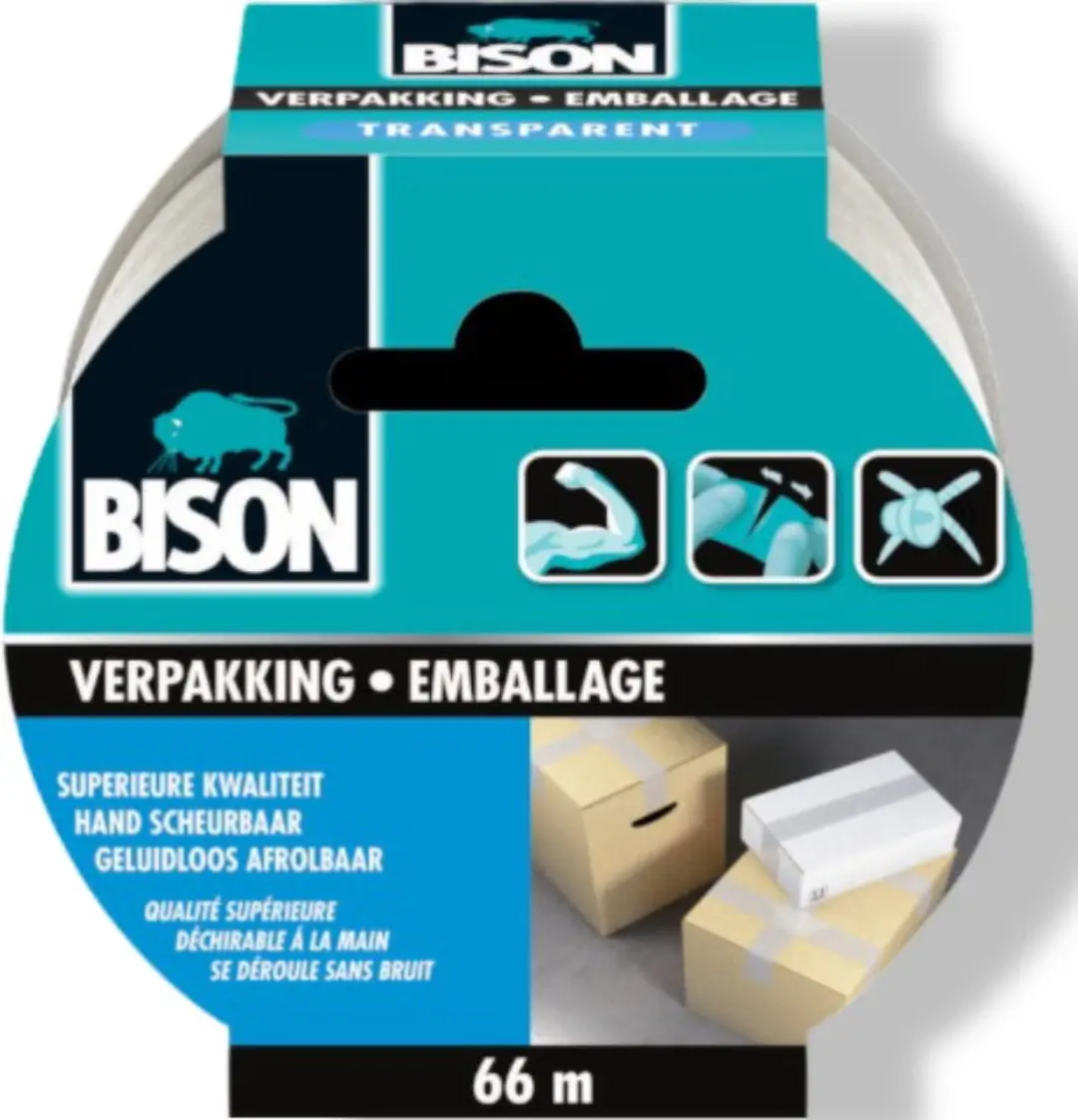 Bison Tape Verpakking Transparant 66m