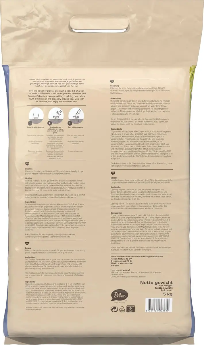 Pokon Bio Tuinmest 5kg - Universeel - afbeelding 5 van 5