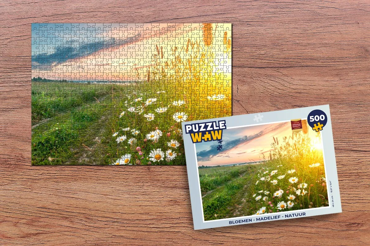 PuzzleWow Bloemen Madelief Horizon Legpuzzel 500 Stuks - Multicolor