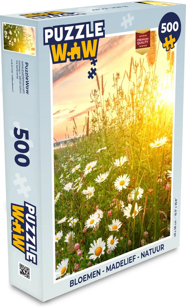 PuzzleWow Bloemen Madelief Horizon Legpuzzel 500 Stuks - Multicolor