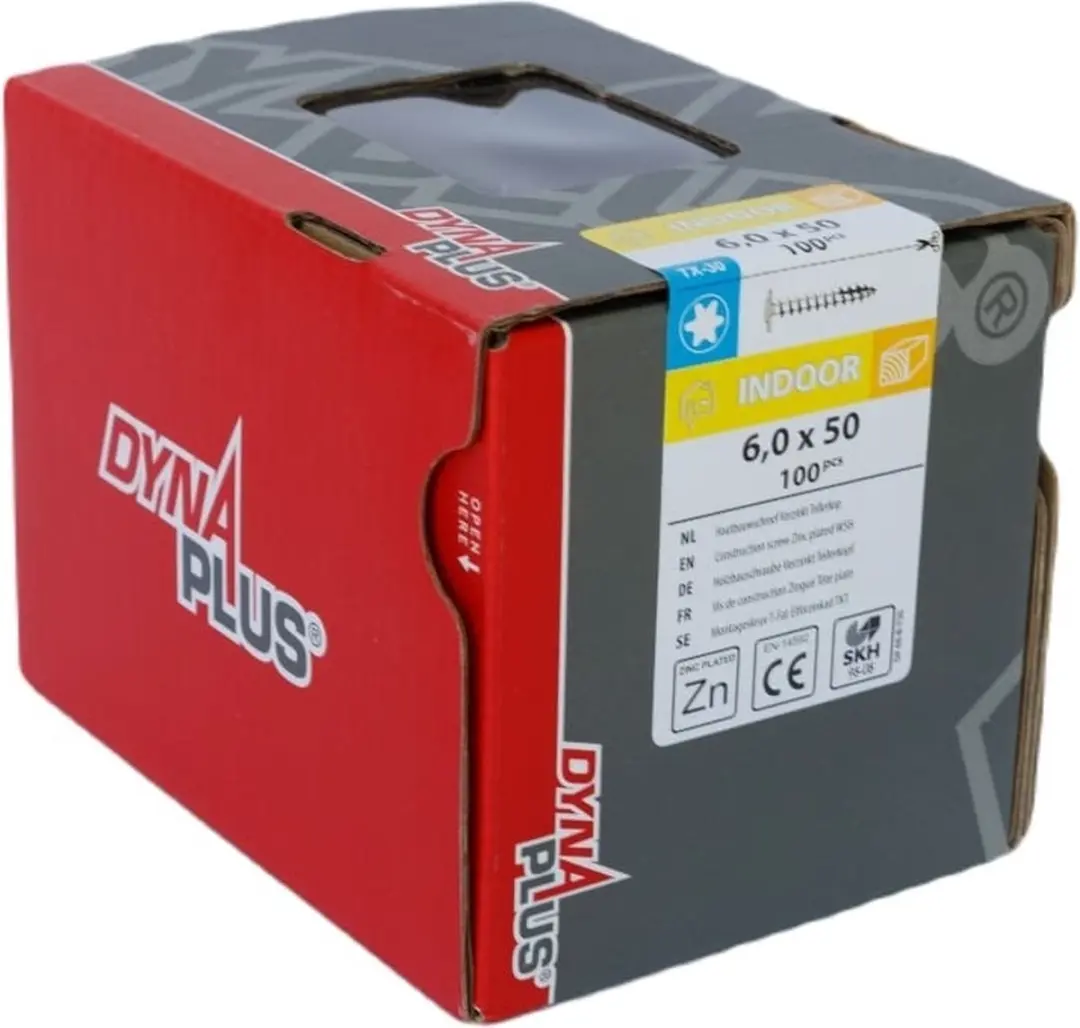 Dynaplus Torx 30 Tellerkop Schroeven 6x50mm - 100 Stuks - Verzinkt
