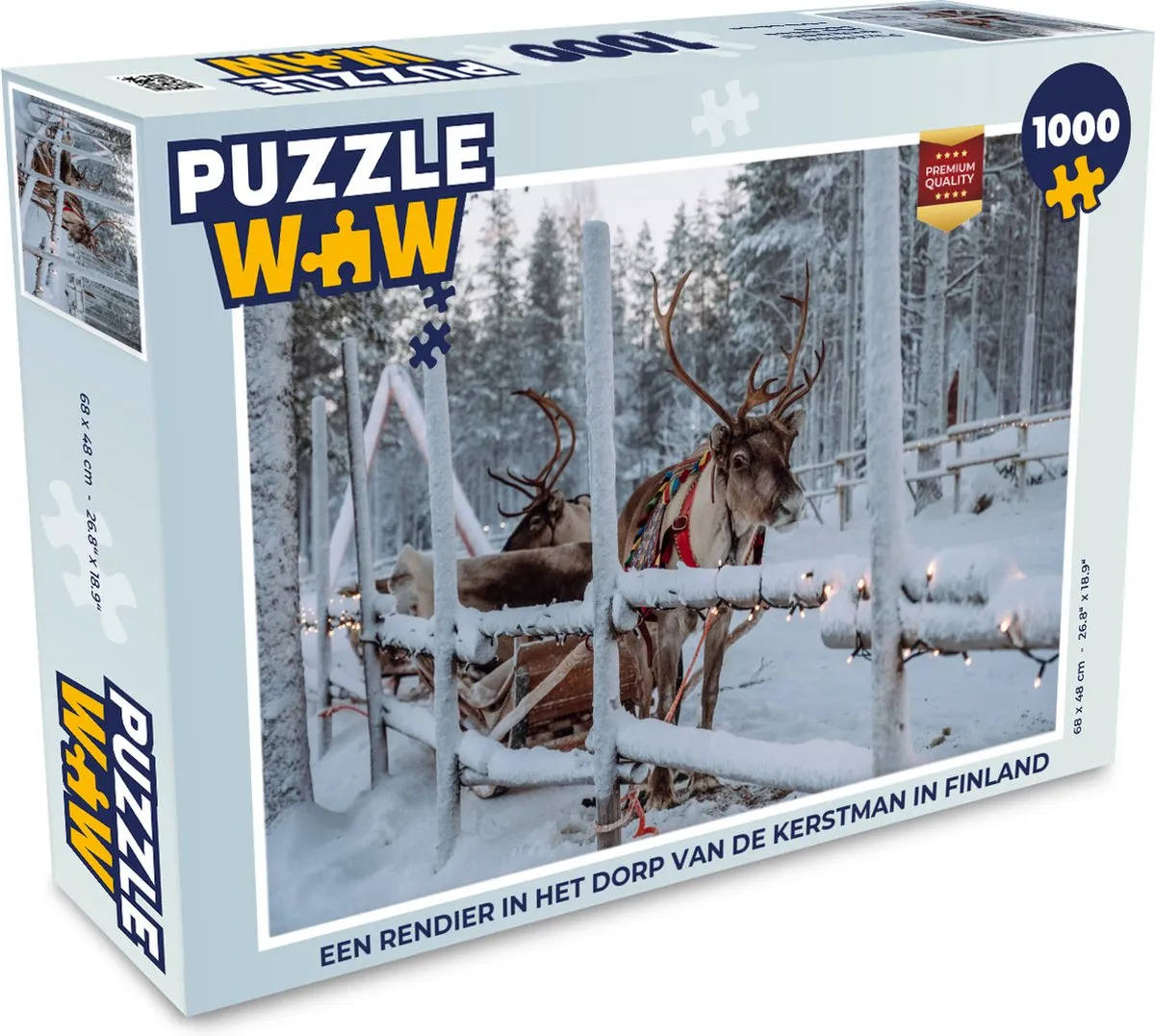 PuzzleWow Rendier in het Dorp van de Kerstman Legpuzzel 1000 Stuks
