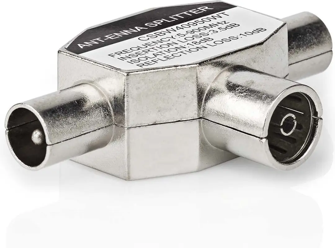 Nedis Coax T-Splitter 75 Ohm - 2x Male IEC Female - Wit