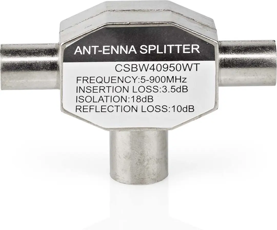 Nedis Coax T-Splitter 75 Ohm - 2x Male IEC Female - Wit
