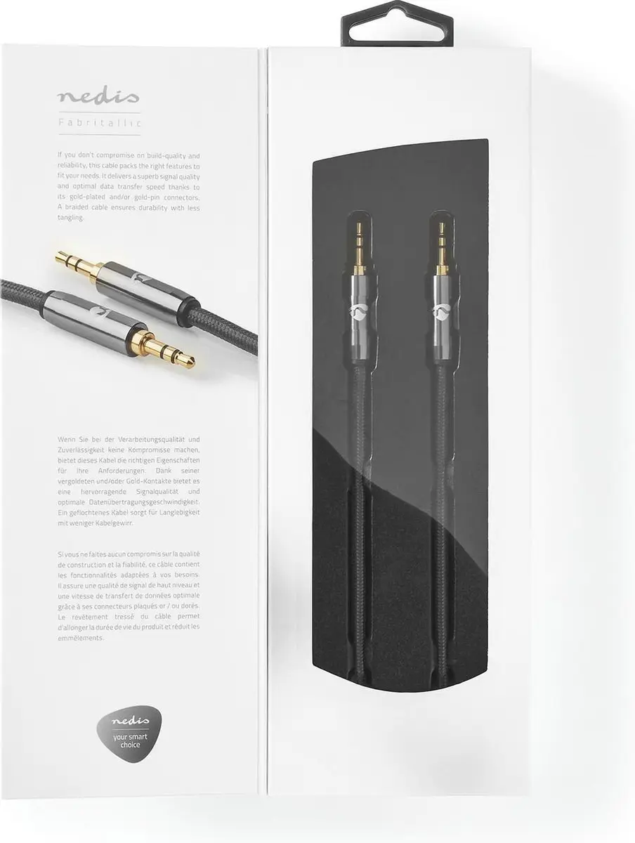 Nedis Stereo-Audiokabel 3,5mm Male - 2m - Verguld - Gun Metal Grijs