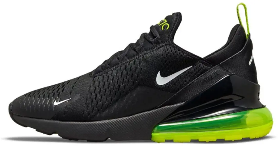Nike Air Max 270 Herenschoen, 38.5, Zwart/Volt/Reflect Silver/Wit