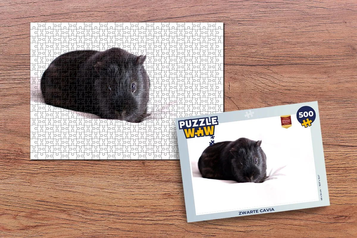 PuzzleWow Legpuzzel Zwarte cavia 500 Stuks - Multicolor