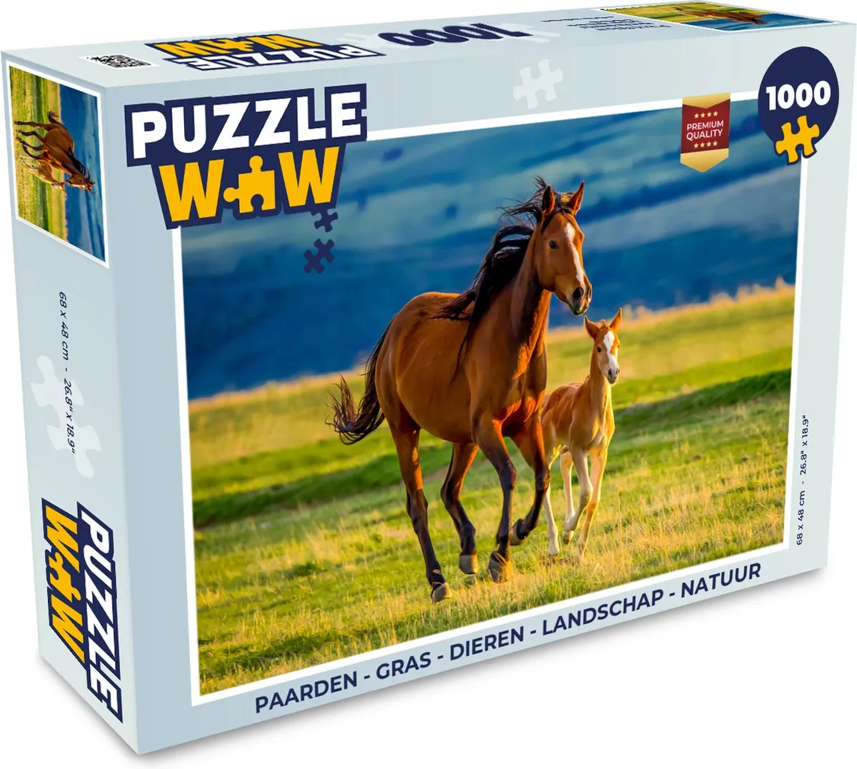 PuzzleWow Paarden Gras Landschap Puzzel 1000 Stuks - Multicolor