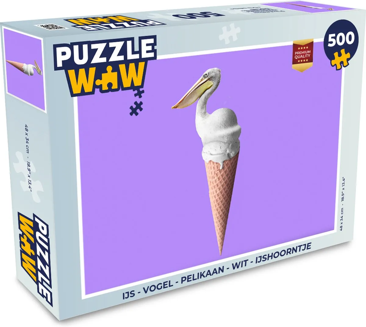 PuzzleWow Vogel Pelikaan Legpuzzel 500 Stuks - Wit