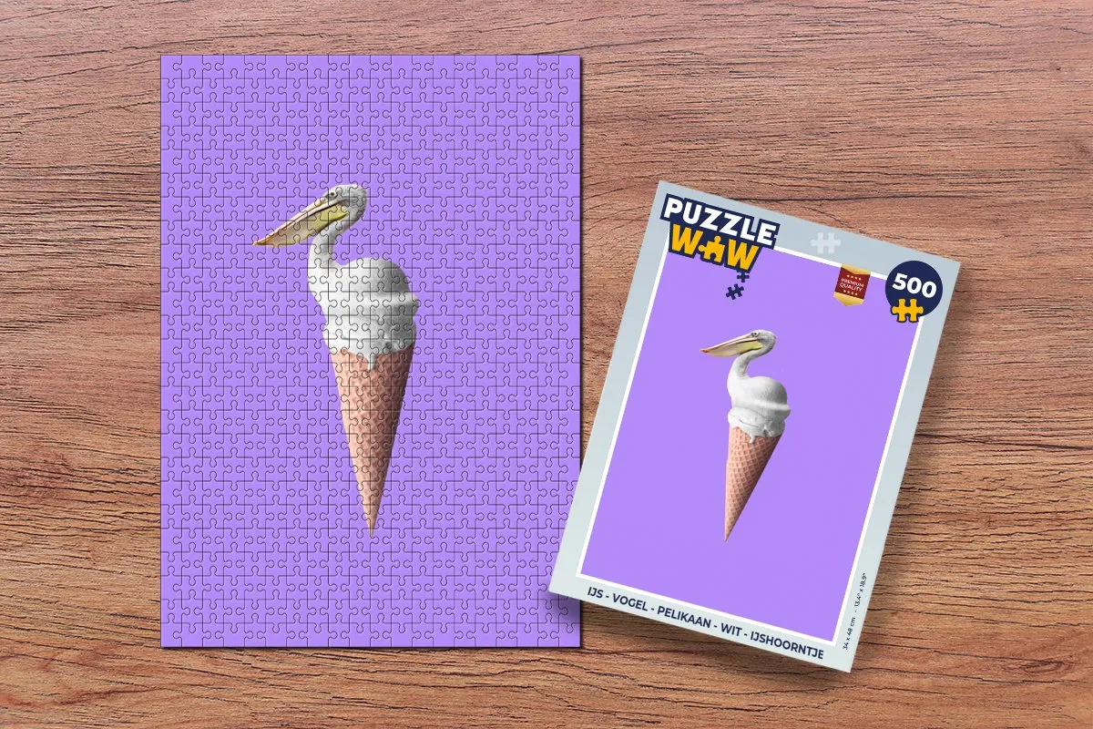 PuzzleWow Vogel Pelikaan Legpuzzel 500 Stuks - Wit