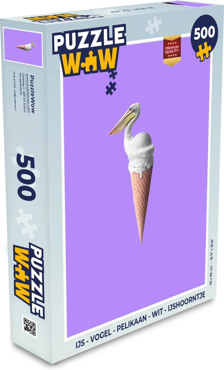 PuzzleWow Vogel Pelikaan Legpuzzel 500 Stuks - Wit