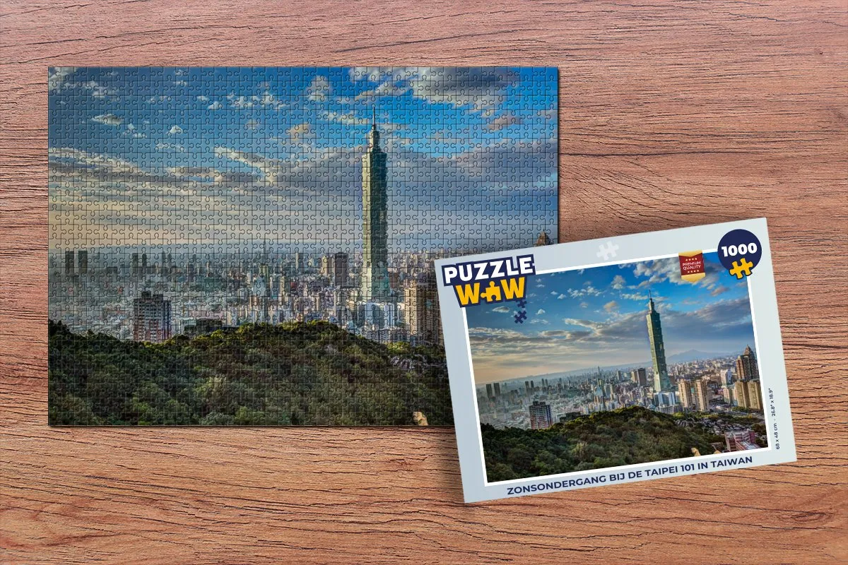 PuzzleWow Legpuzzel Taipei 101 1000 Stuks - Multicolor