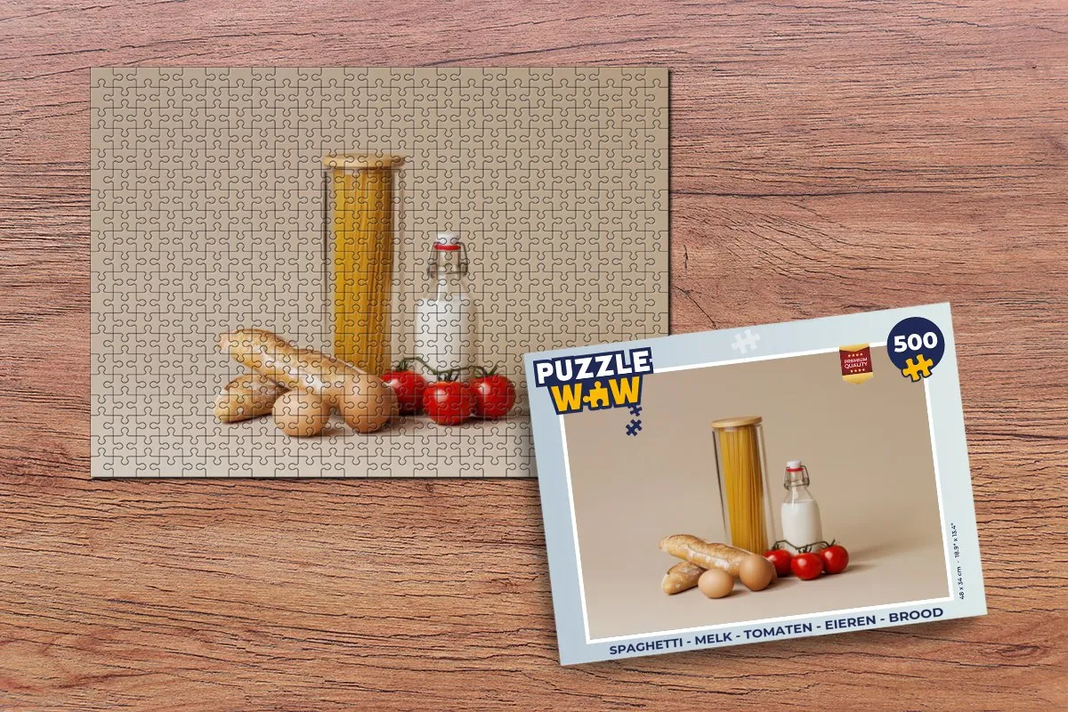 PuzzleWow Spaghetti Puzzel 500 Stuks - Melk/Beige