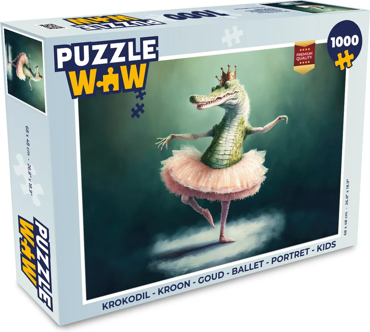 PuzzleWow Krokodil Kroon Ballet Portret Legpuzzel 1000 Stuks - Multicolor