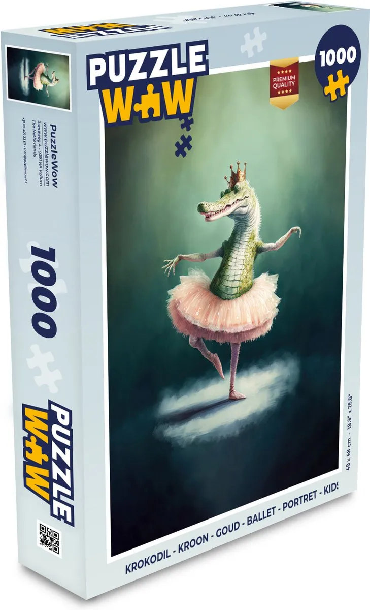 PuzzleWow Krokodil Kroon Ballet Portret Legpuzzel 1000 Stuks - Multicolor