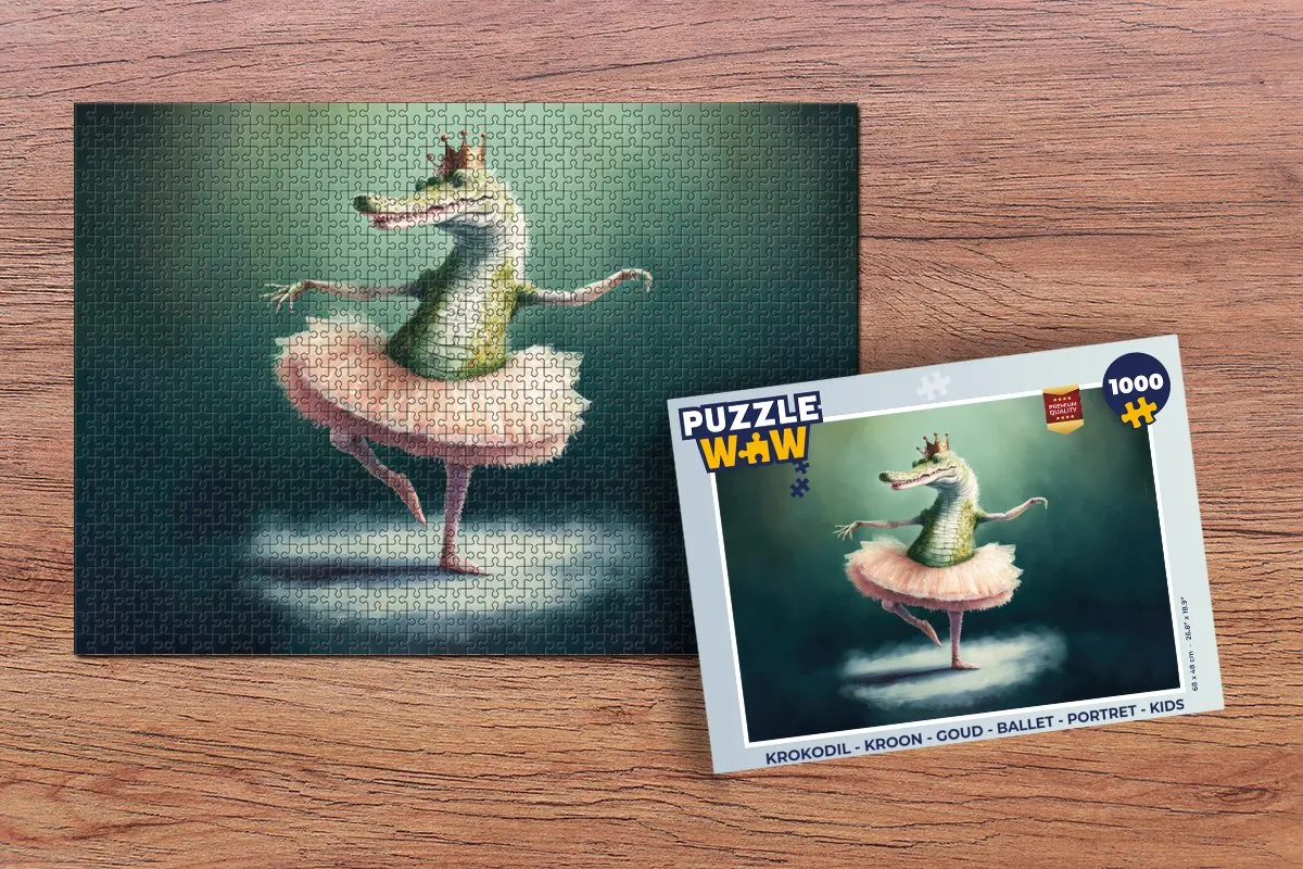 PuzzleWow Krokodil Kroon Ballet Portret Legpuzzel 1000 Stuks - Multicolor