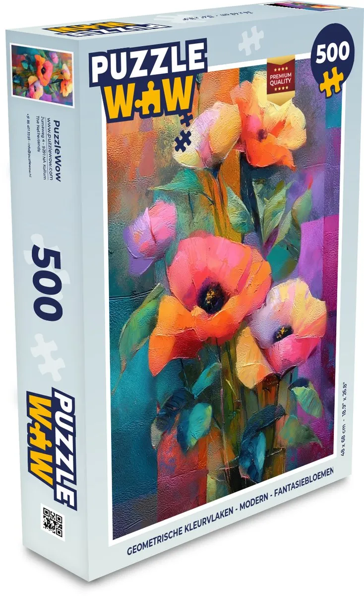 PuzzleWow Geometrische Kleurvlakken Bloemen Legpuzzel 500 Stuks
