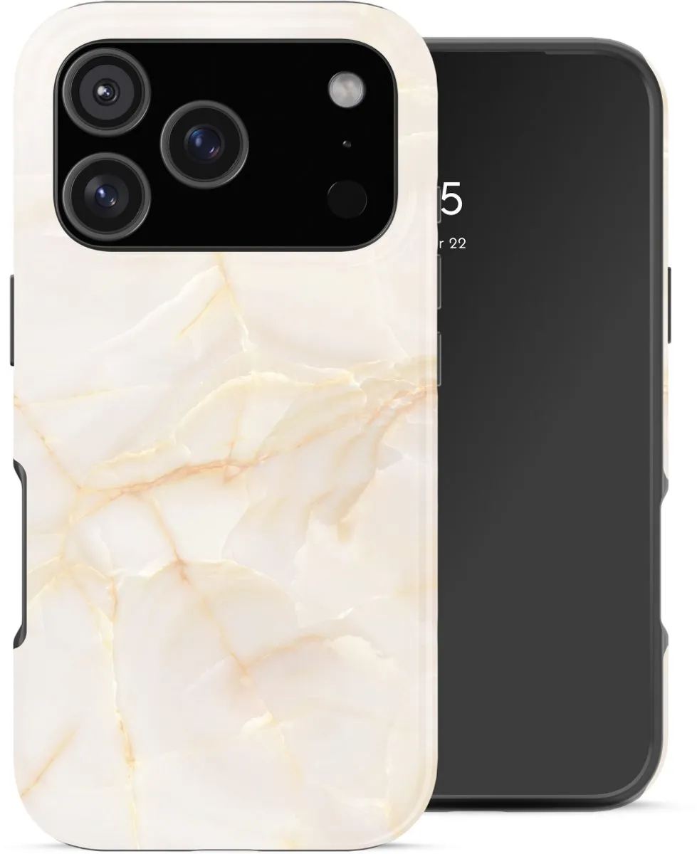 Selencia Hoesje iPhone 17 Pro Max Golden Beige Marble