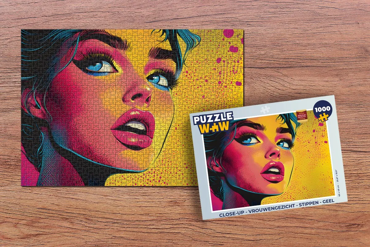 PuzzleWow Close-up Vrouwengezicht Legpuzzel 1000 Stuks - Geel