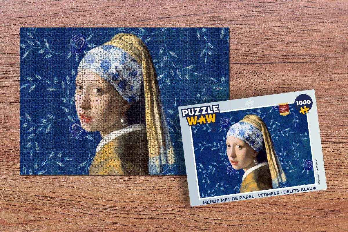 PuzzleWow Vermeer Meisje met de parel Legpuzzel 1000 Stuks - Multicolor