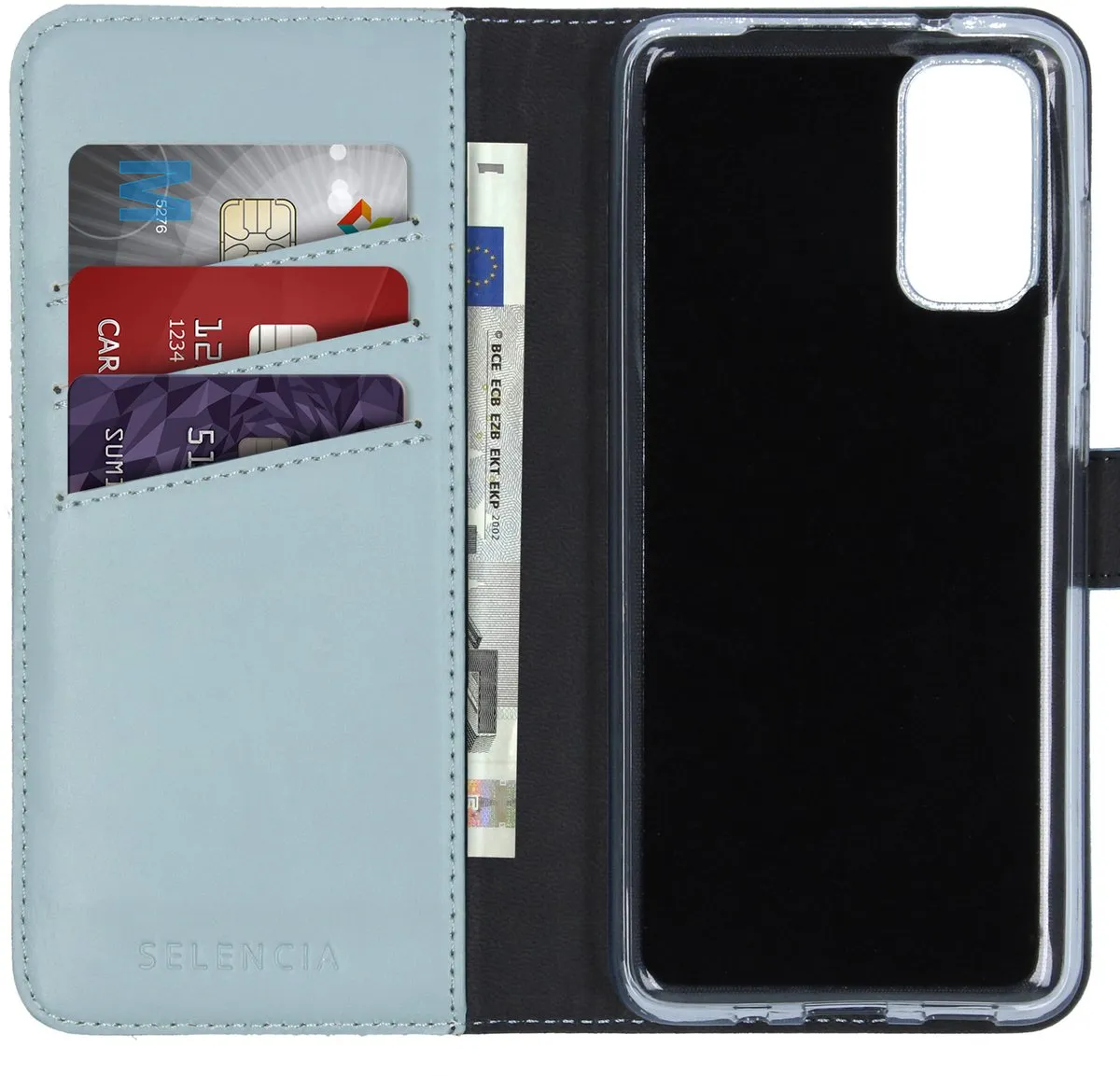 Selencia Hoesje Samsung Galaxy S20 - Echt Lederen Bookcase Lichtblauw