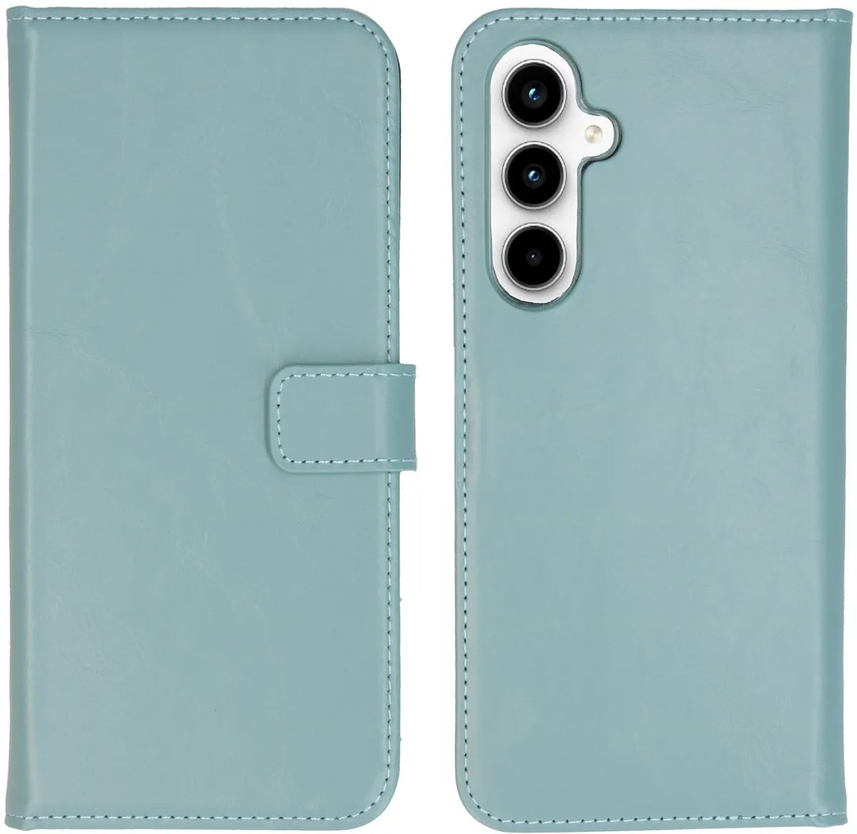 Selencia Hoesje Samsung Galaxy A35 - Echt Lederen Bookcase Lichtblauw