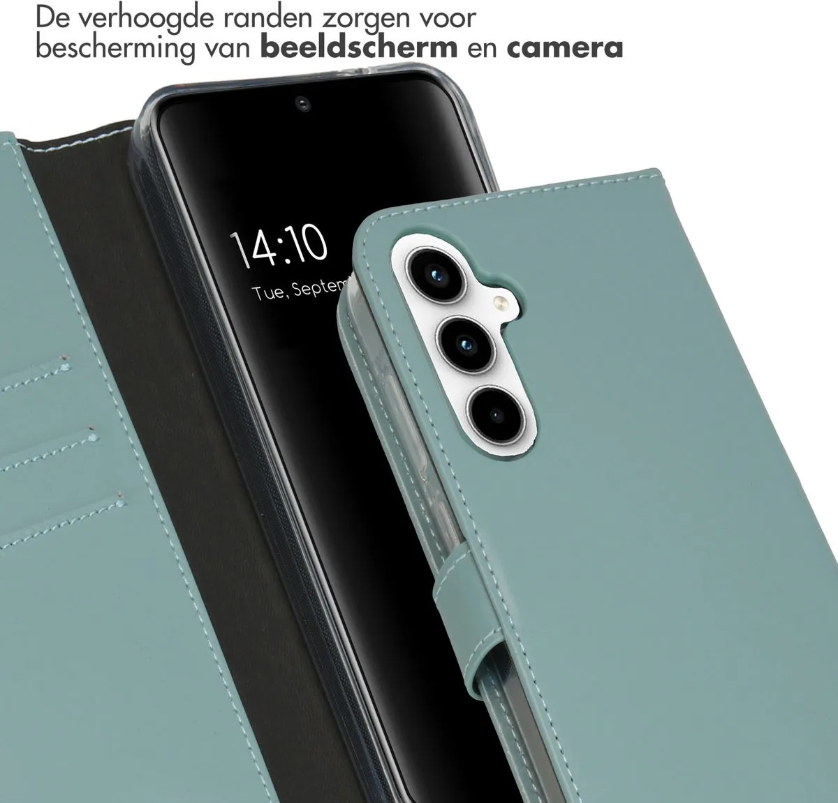 Selencia Hoesje Samsung Galaxy A35 - Echt Lederen Bookcase Lichtblauw