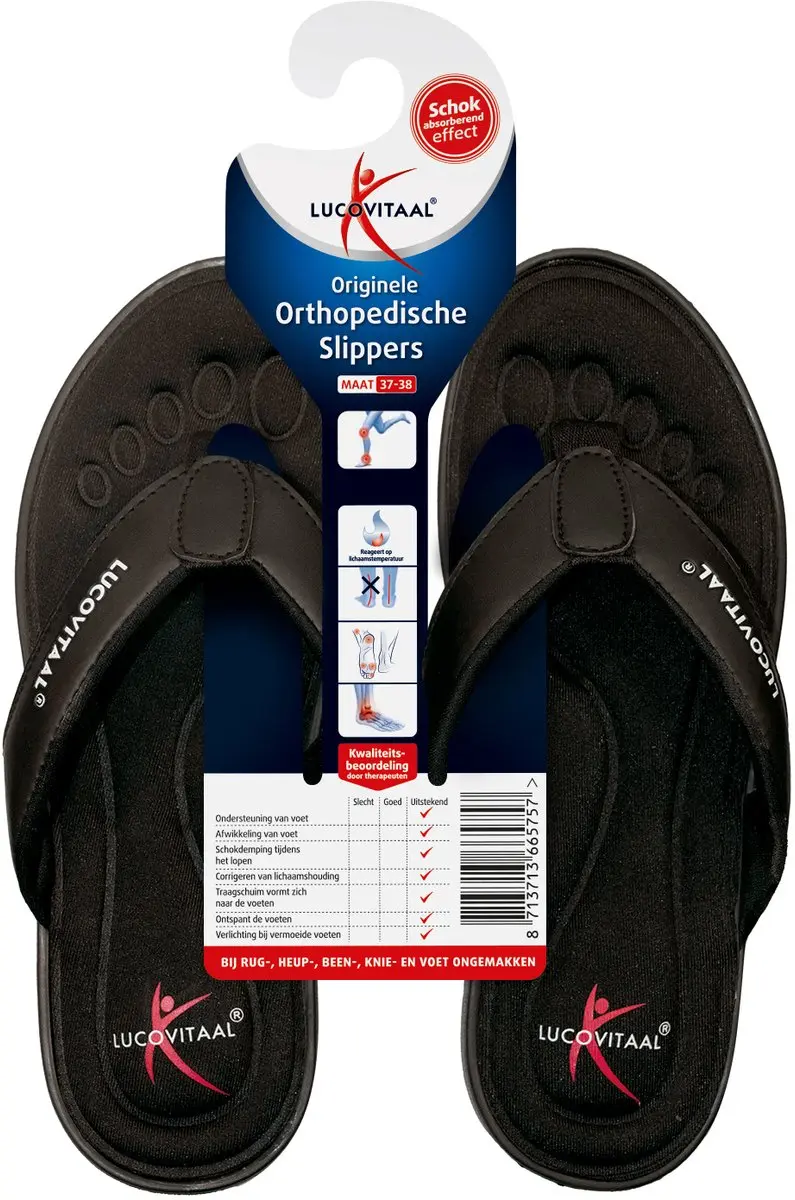 Lucovitaal Orthopedische Slippers Maat 37-38 Zwart