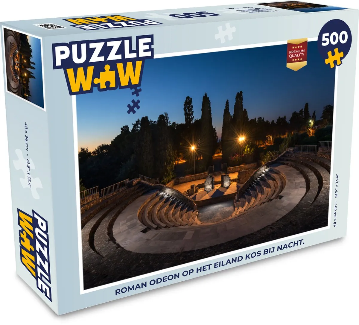 PuzzleWow Roman Odeon Kos Nacht Legpuzzel 500 Stuks - Multicolor