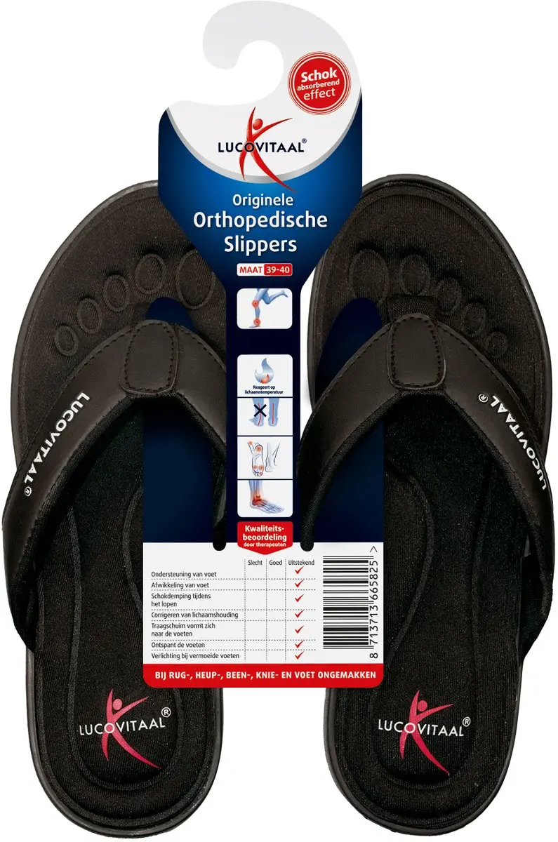 Lucovitaal Orthopedische Slippers Maat 39-40 Zwart