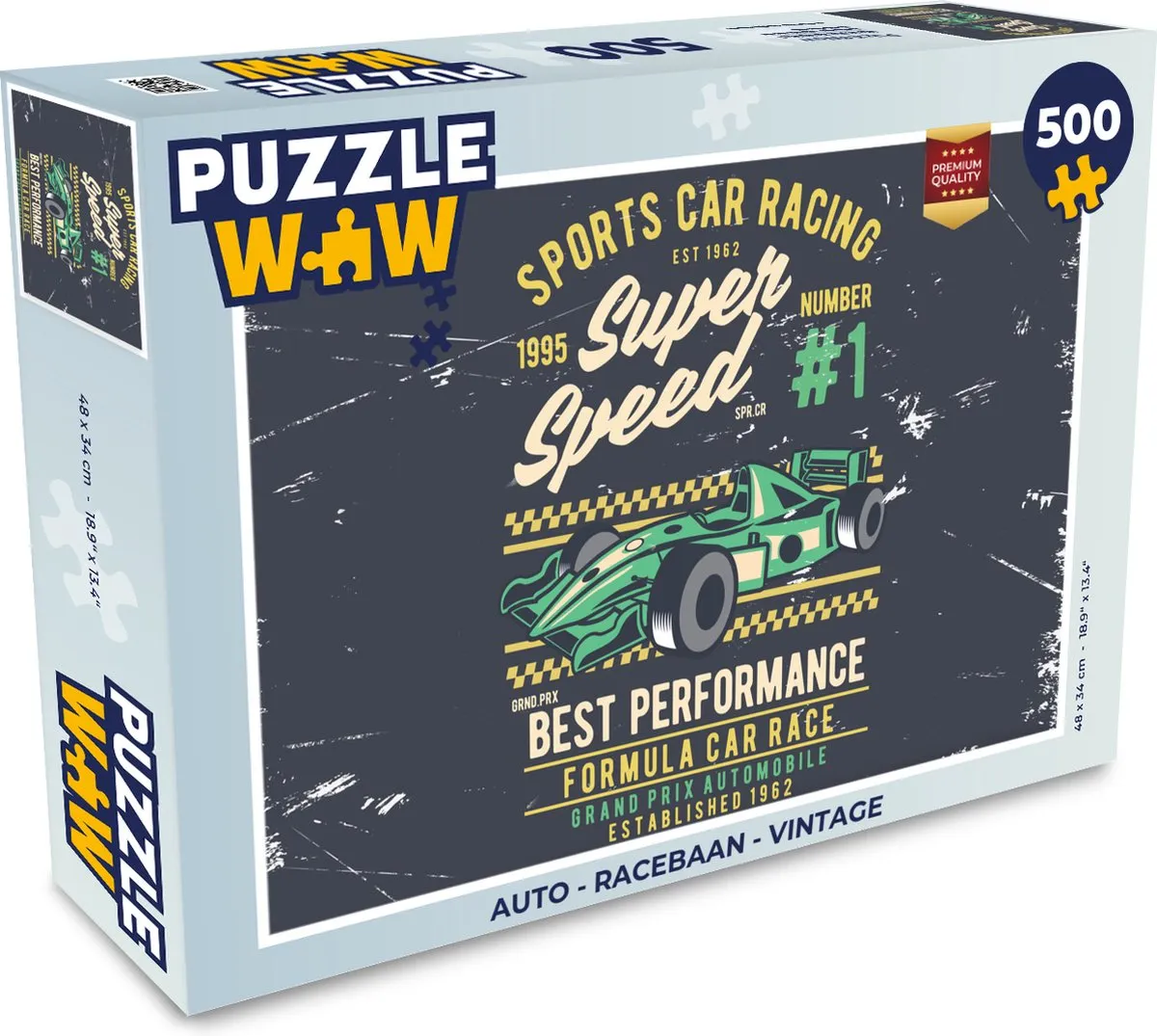 PuzzleWow Racebaan Vintage Legpuzzel 500 Stuks
