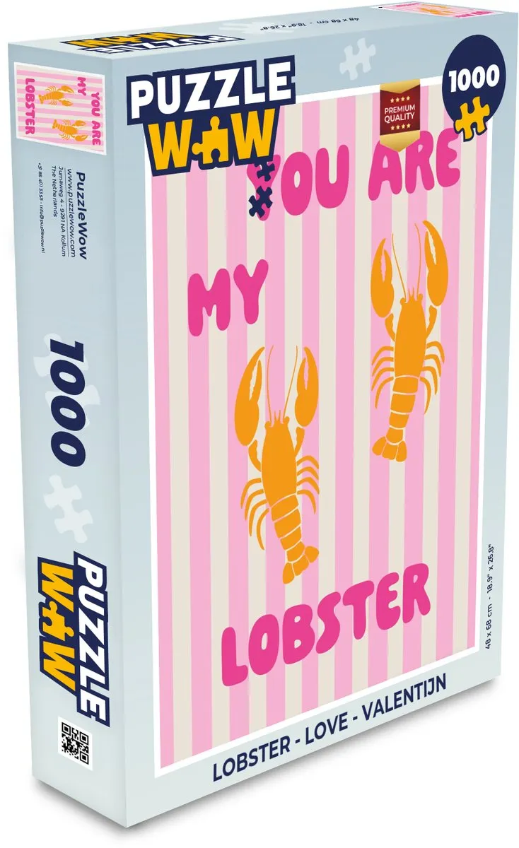 PuzzleWow Lobster Love Valentijn Legpuzzel 1000 Stuks - "You are my lobster"