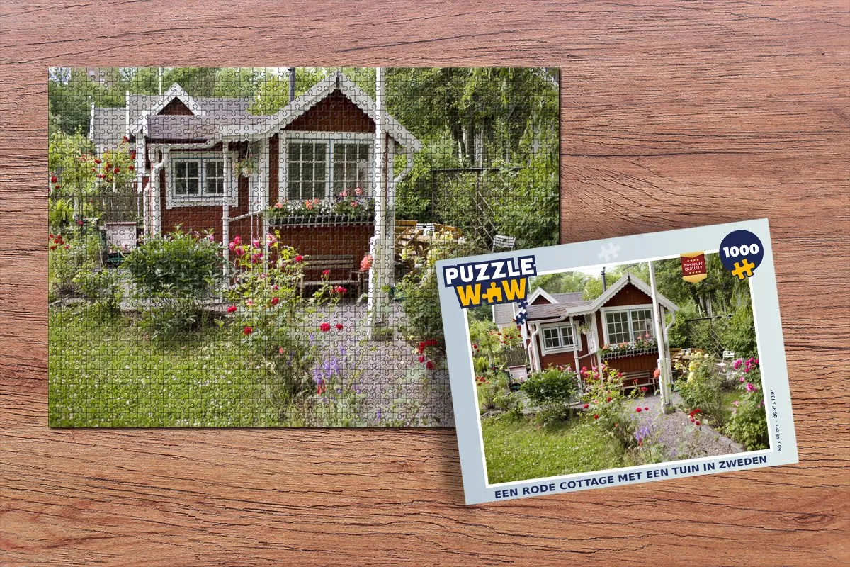PuzzleWow Legpuzzel Zweden Cottage 1000 Stuks - Multicolor