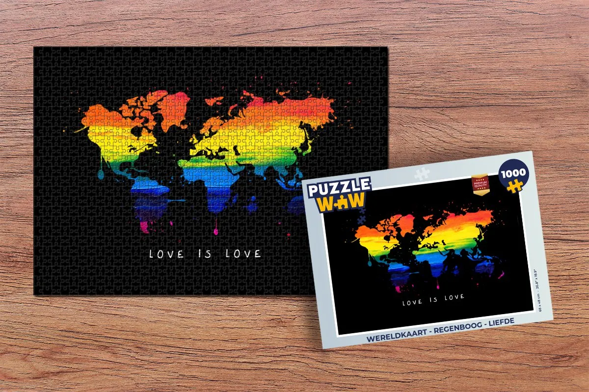 PuzzleWow Wereldkaart Legpuzzel 1000 Stuks - Multicolor
