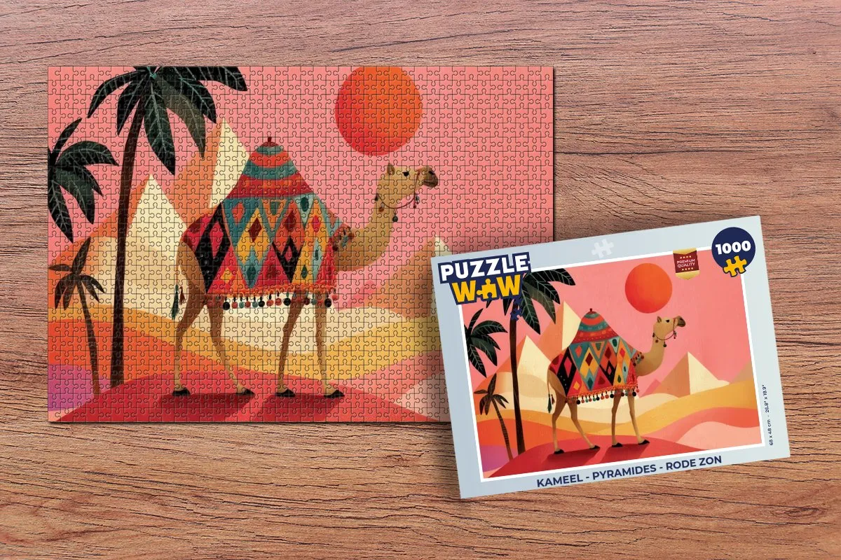 PuzzleWow Kameel Pyramides Rode Zon Legpuzzel 1000 Stuks