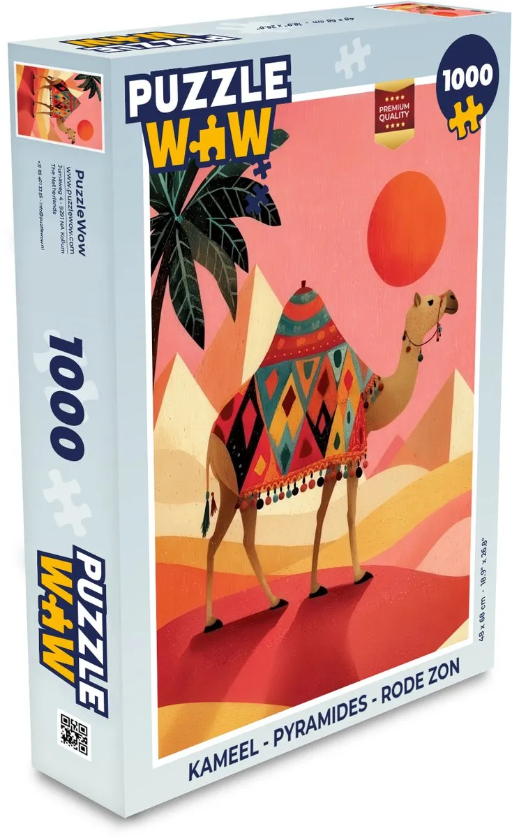 PuzzleWow Kameel Pyramides Rode Zon Legpuzzel 1000 Stuks