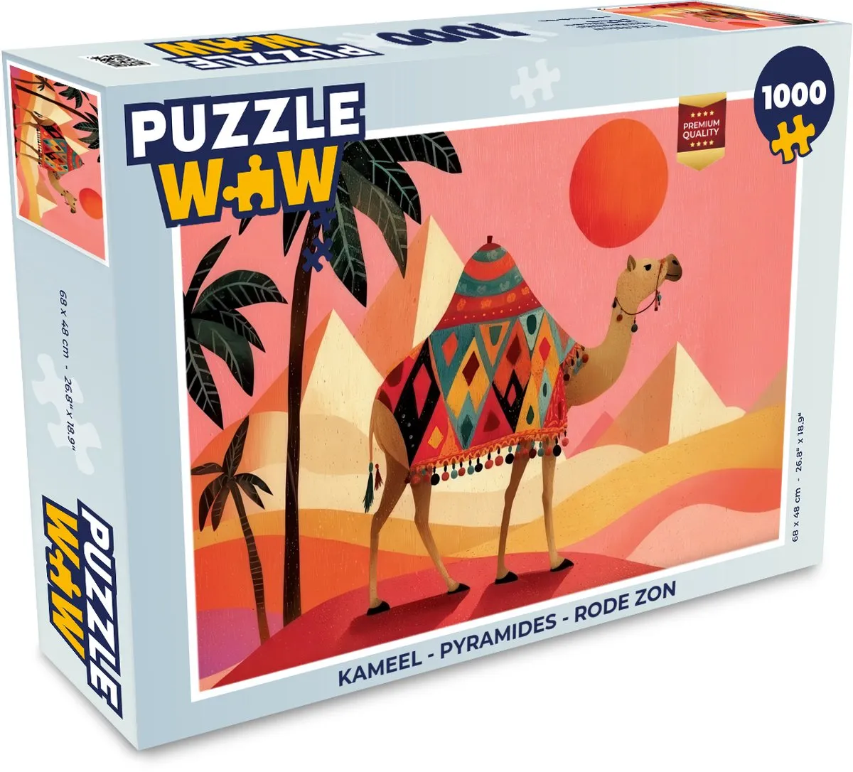 PuzzleWow Kameel Pyramides Rode Zon Legpuzzel 1000 Stuks