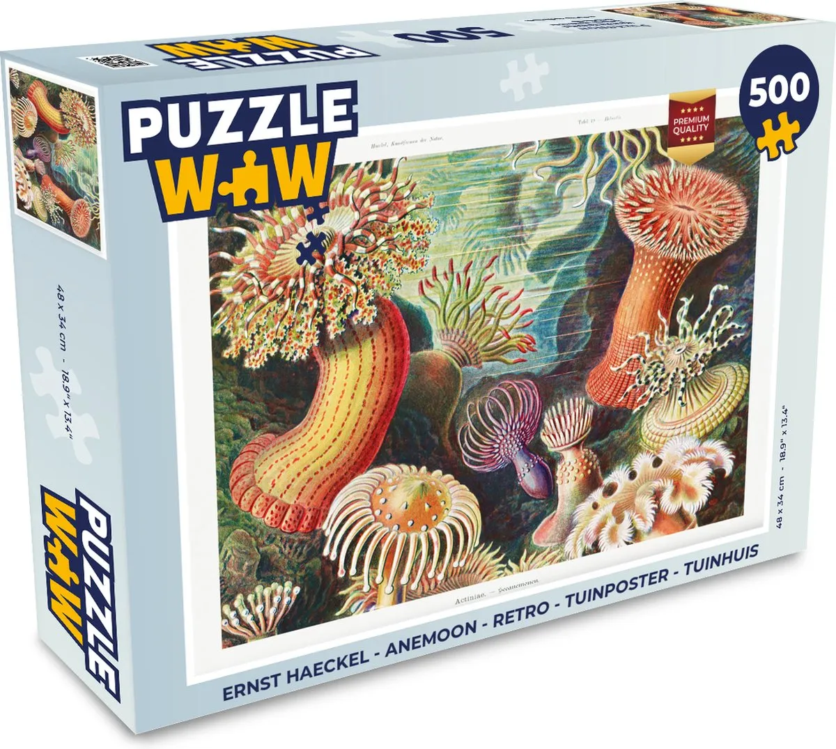 PuzzleWow Ernst Haeckel Anemoon Legpuzzel 500 Stuks - Multicolor