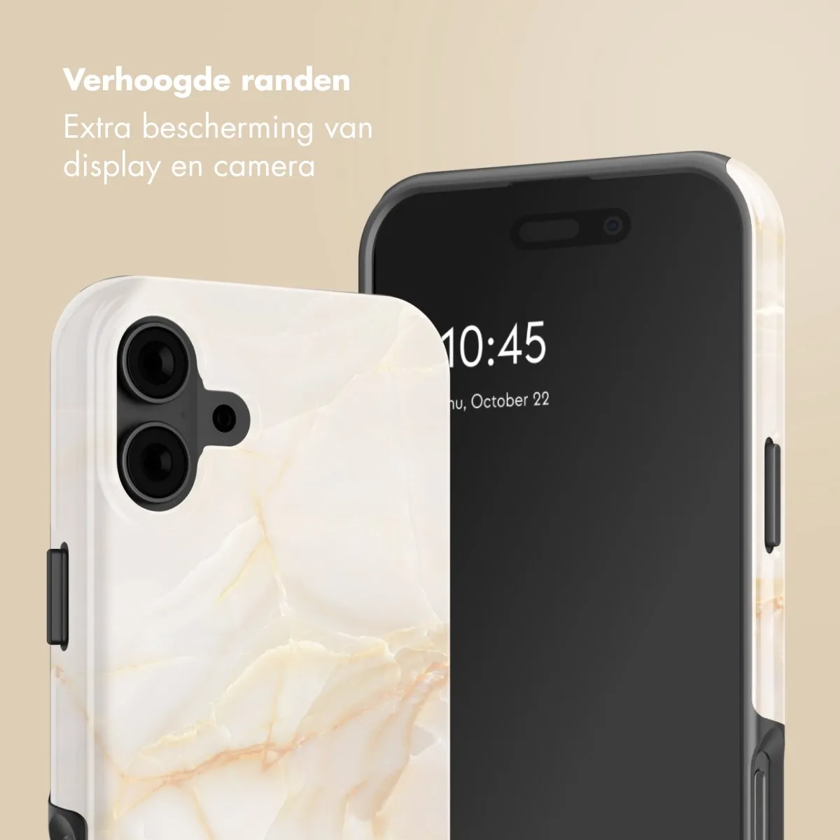 Selencia Hoesje iPhone 16 - Golden Beige Marble - MagSafe