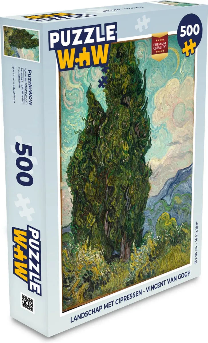 PuzzleWow Vincent van Gogh Landschap met cipressen Legpuzzel 500 Stuks
